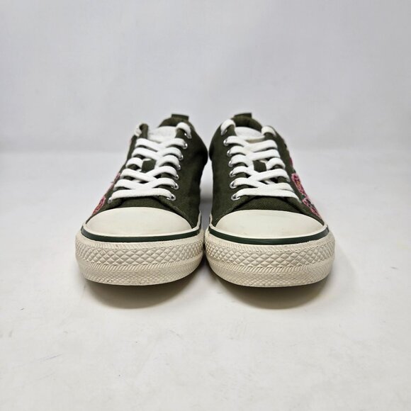 Ash 38 Vipera Snake Serpent Floral Embroidered Green Canvas Sneakers 7.5 8 - Picture 4 of 12